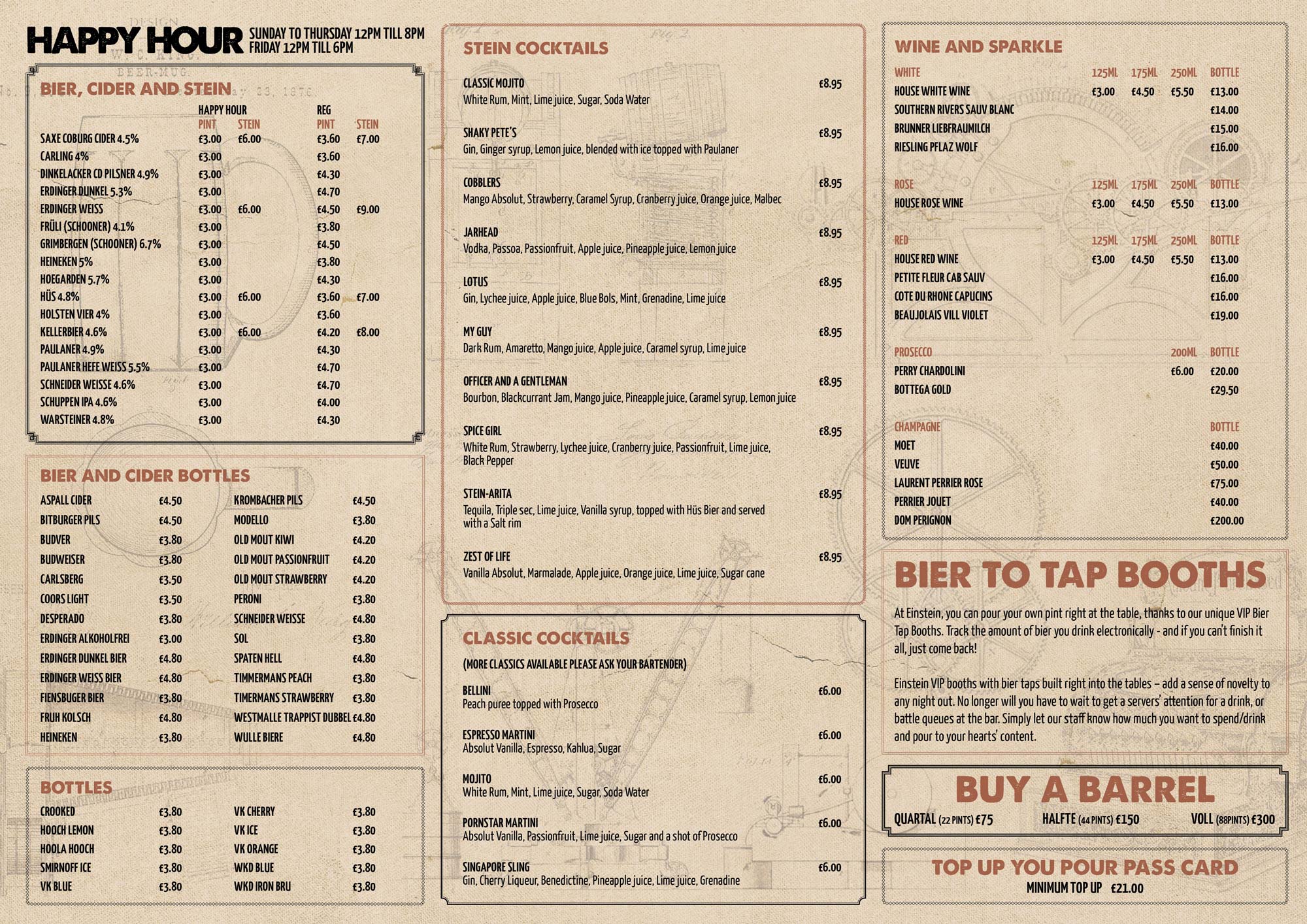 drinks menu einstein